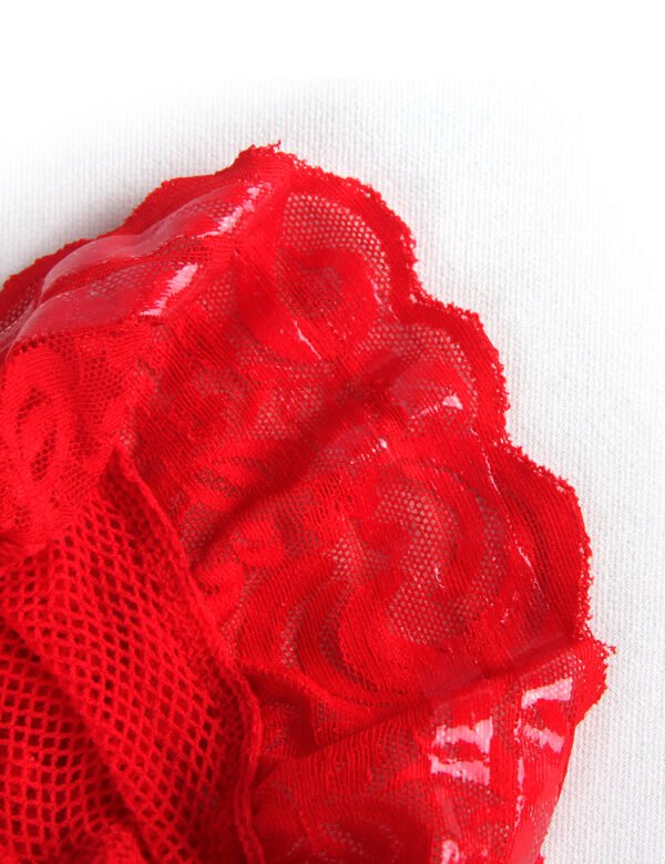 Meia-liga de rede e renda com silicone | Vermelho - Image 2